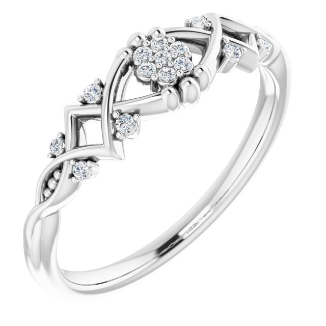 Sterling Silver .06 CTW Diamond Vintage-Inspired Ring